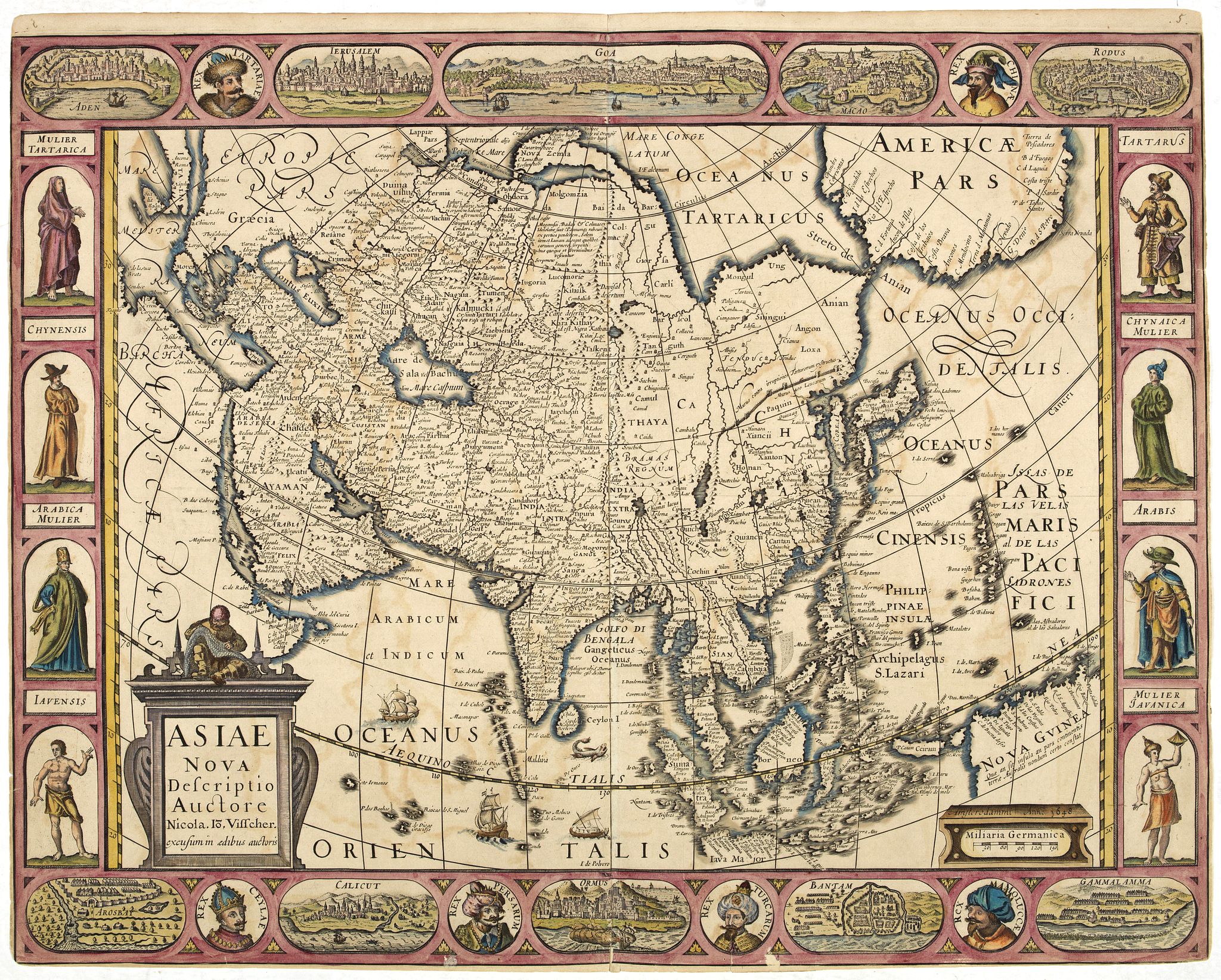 VISSCHER, N.J., Asiae Nova Descriptio., antique map, old maps