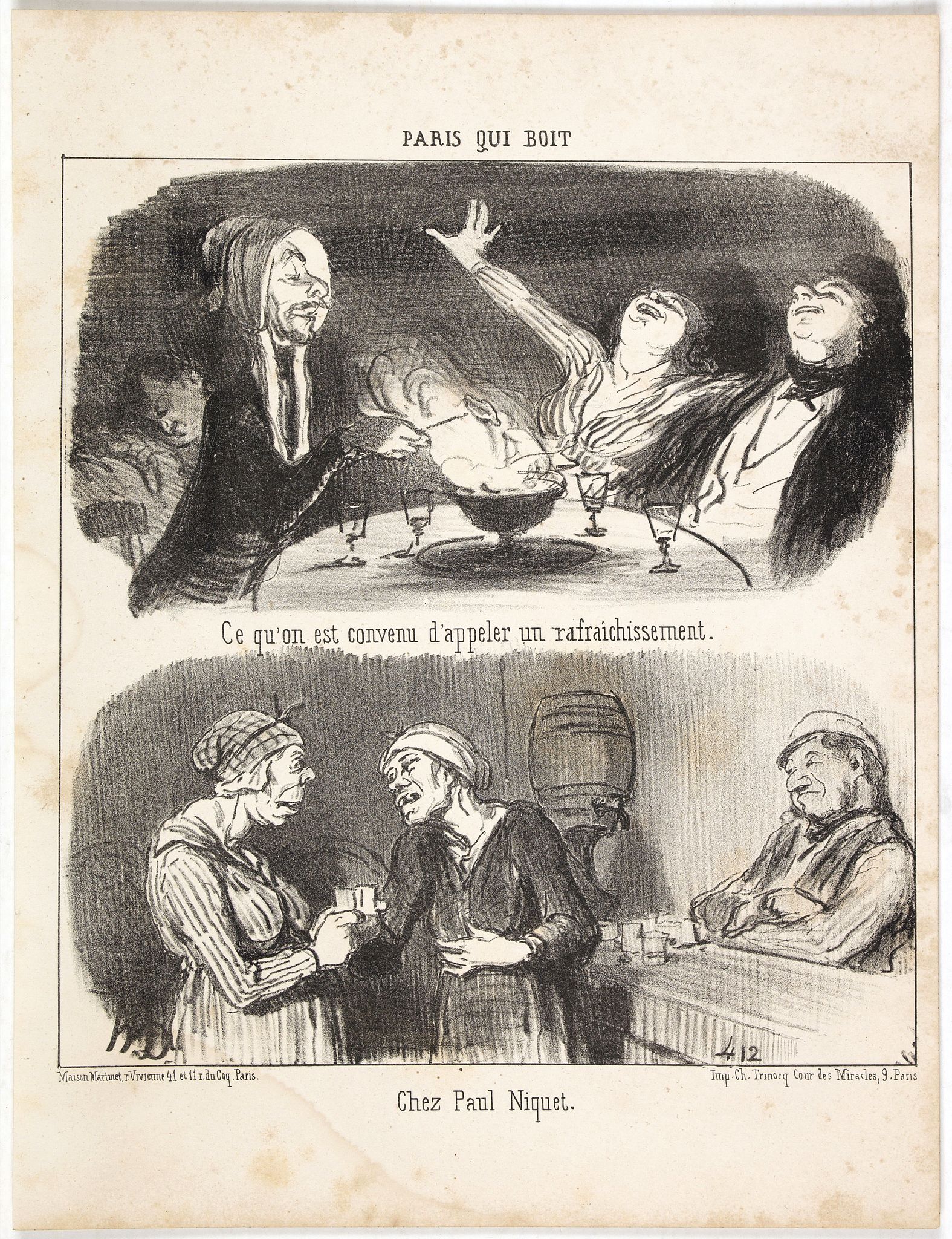 DAUMIER, H., Paris Qui Boit - Complete serie of 6 lithographes., antique map, old maps