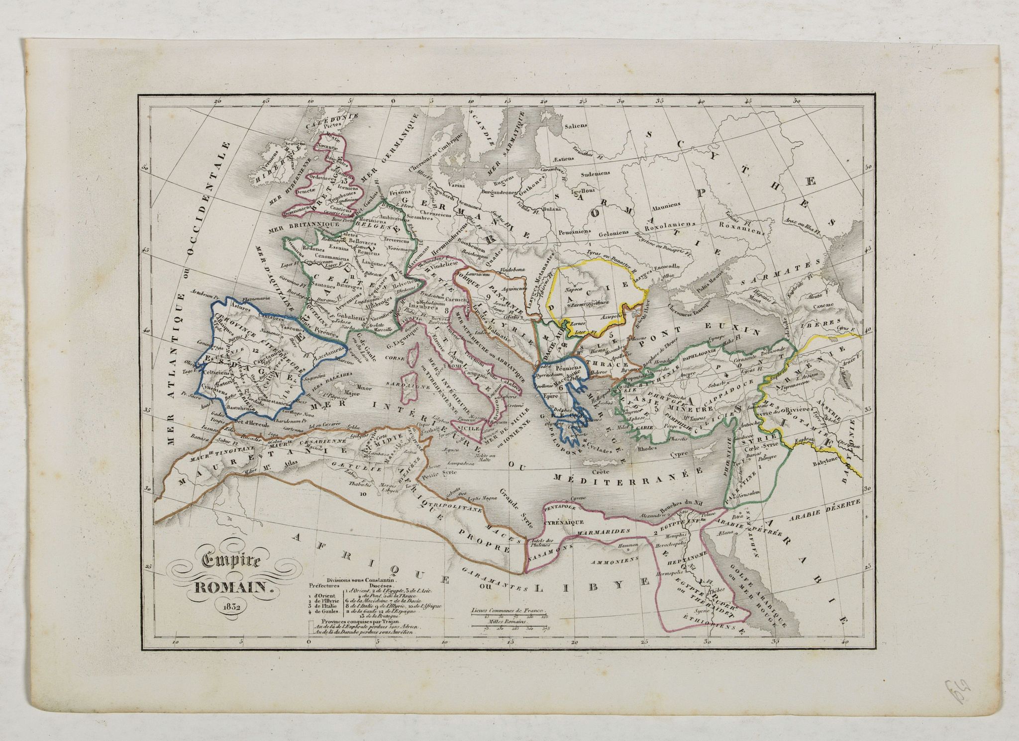 MONIN, C.V., Empire Romain., antique map, old maps