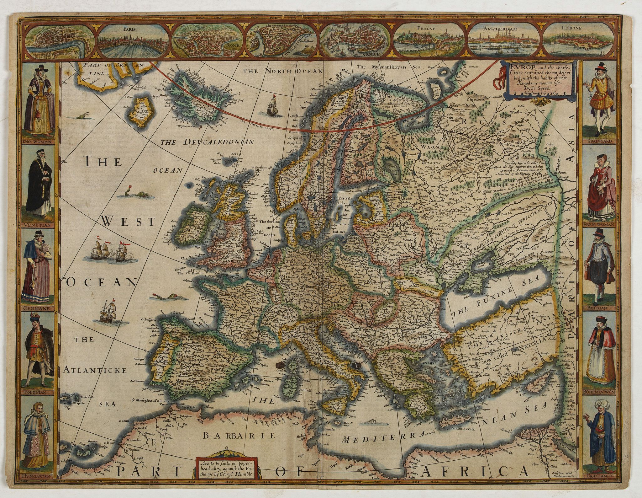 SPEED, J., EVROP, and the cheife Cities contayned therin described. . . 1626., antique map, old maps