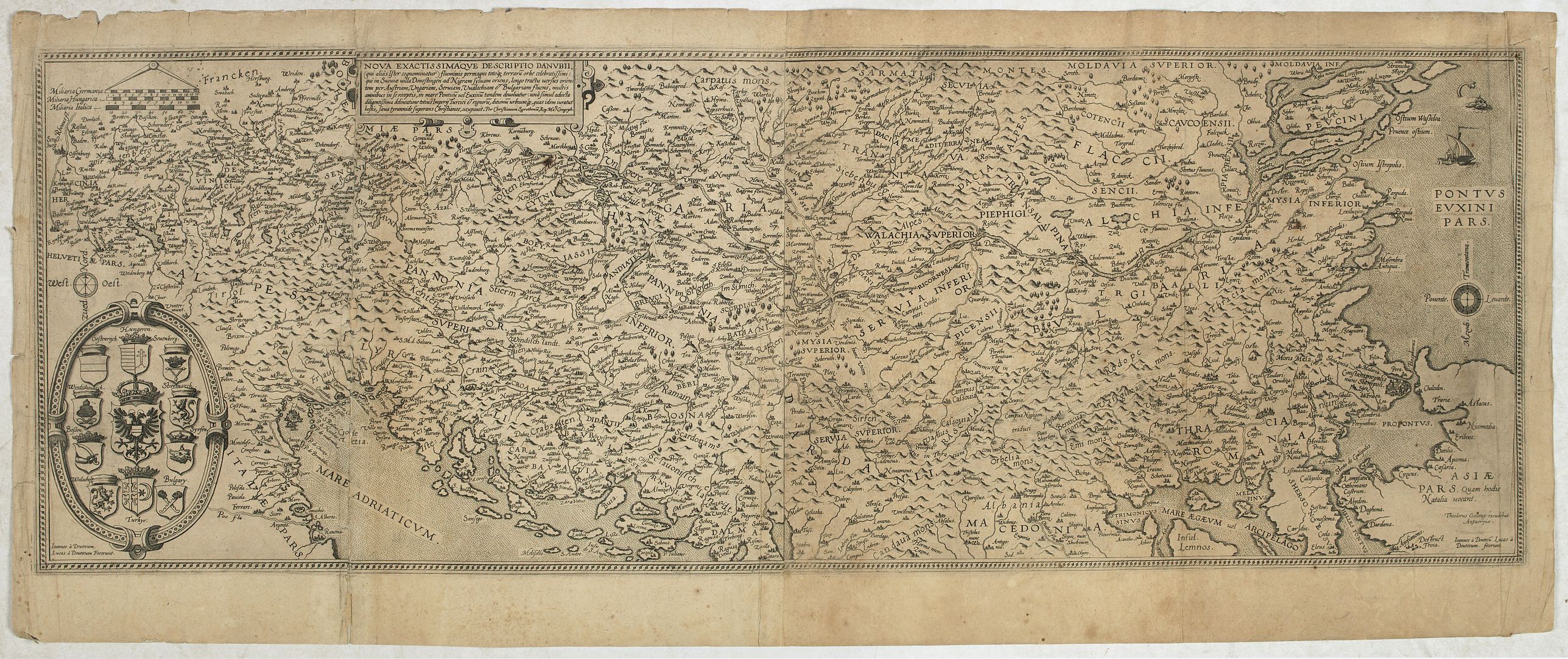 DE JODE, G. / GALLE, Th., Nova exactissimaque descriptio Danubii., antique map, old maps