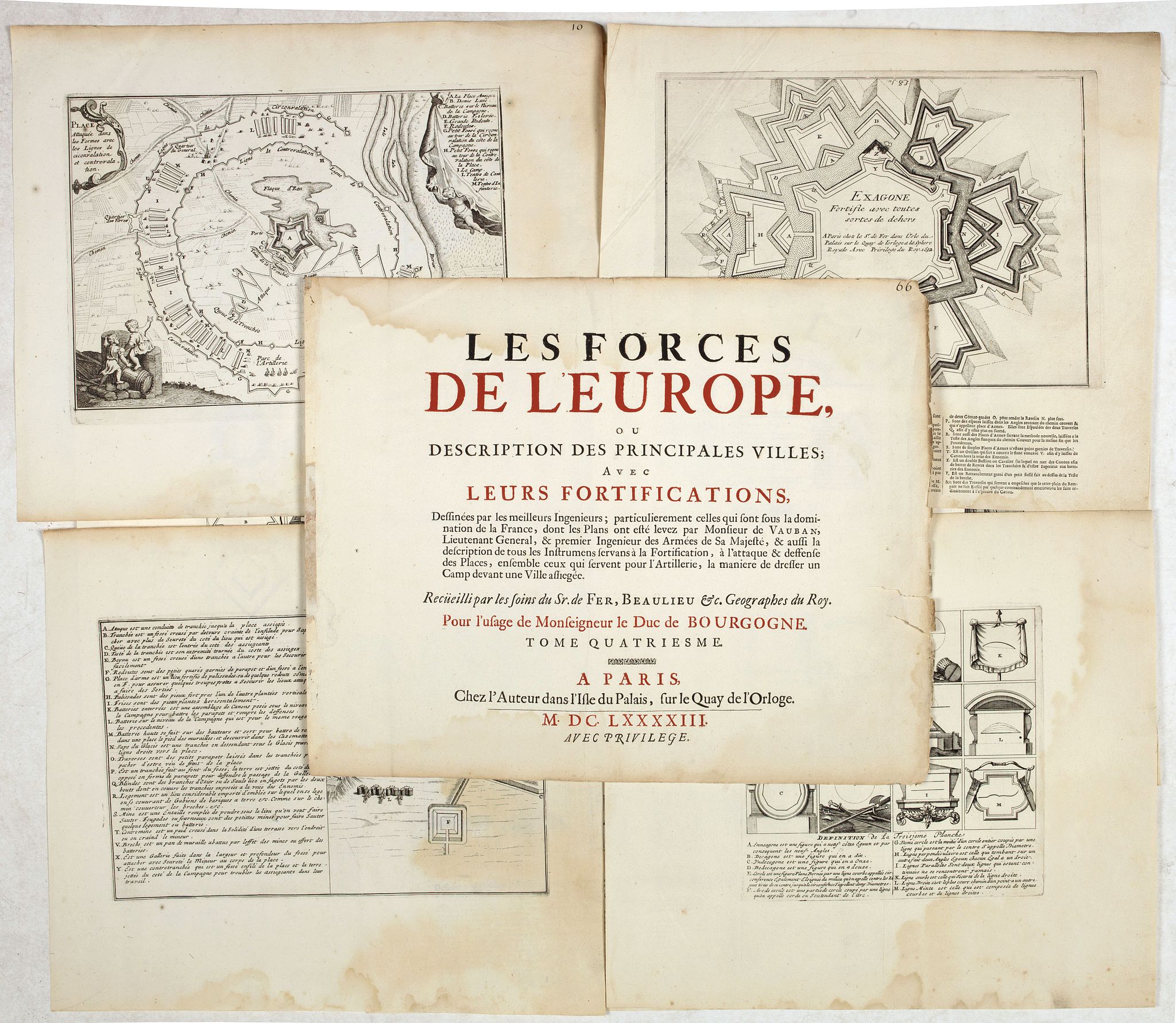 DE FER, N., (Lot of 10 sheets) Les forces de l'Europe, ou description des principales villes . . ., antique map, old maps