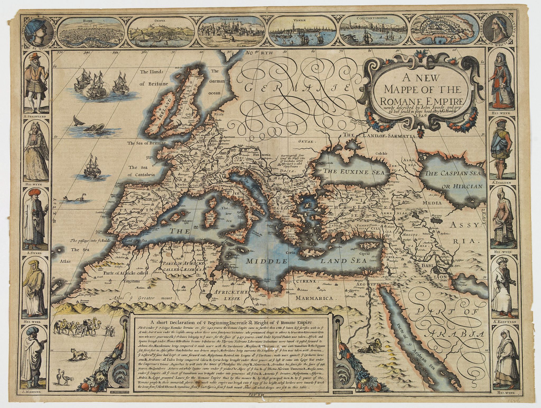 SPEED, John., A new mappe of the Romane Empire. . ., antique map, old maps