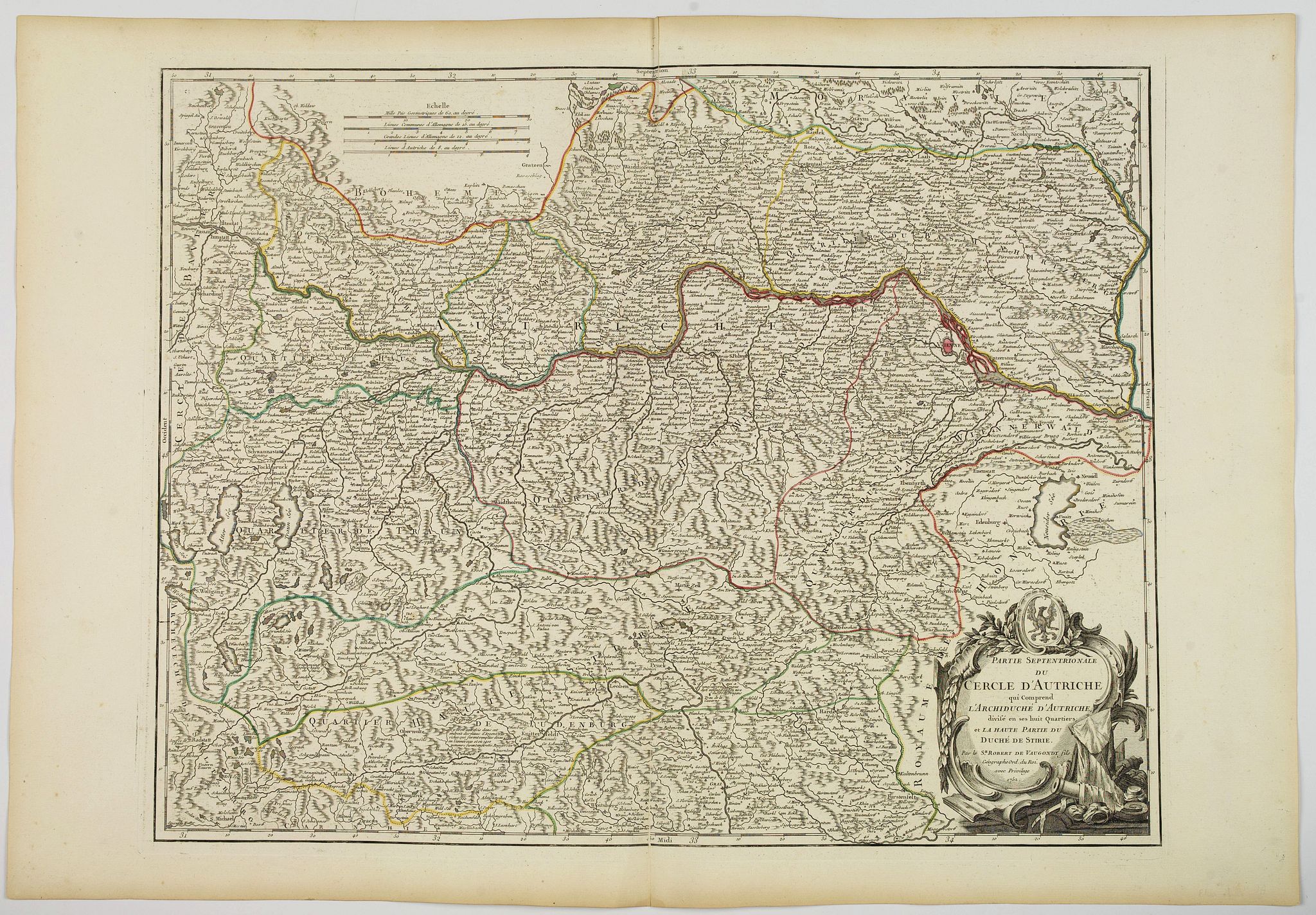 ROBERT DE VAUGONDY,G., Partie Septentrionale du Cercle d'Autriche. . ., antique map, old maps
