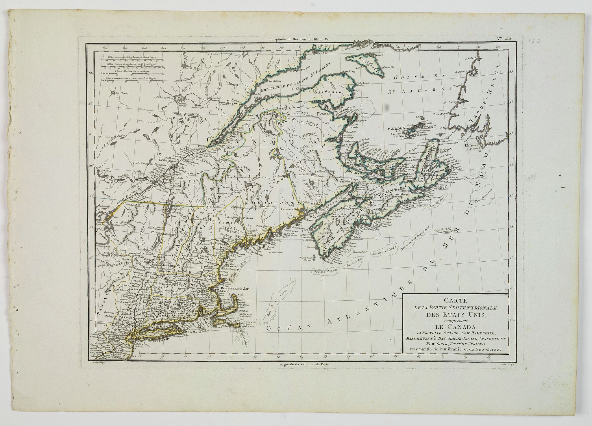MENTELLE., Carte de la Partie Septentrionale des Etats Unis, comprenant le Canada. . ., antique map, old maps
