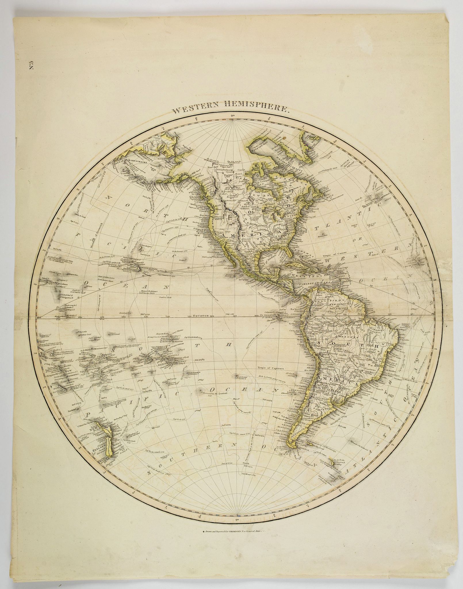 THOMSON, John., Western Hemisphere., antique map, old maps