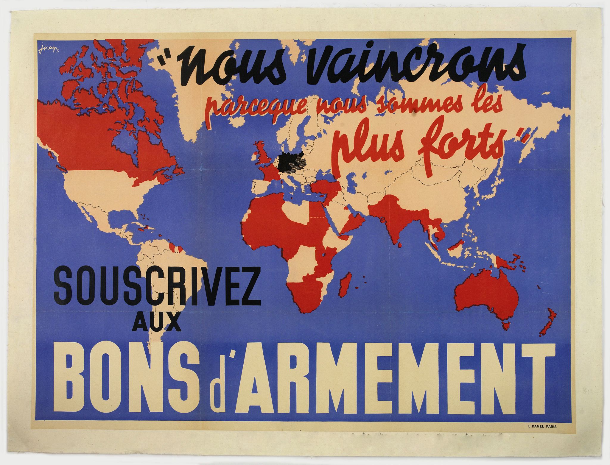 DECHAUX, M., Nous vaincrons parce que nous sommes les plus forts. Souscrivez aux bons d'armement., antique map, old maps