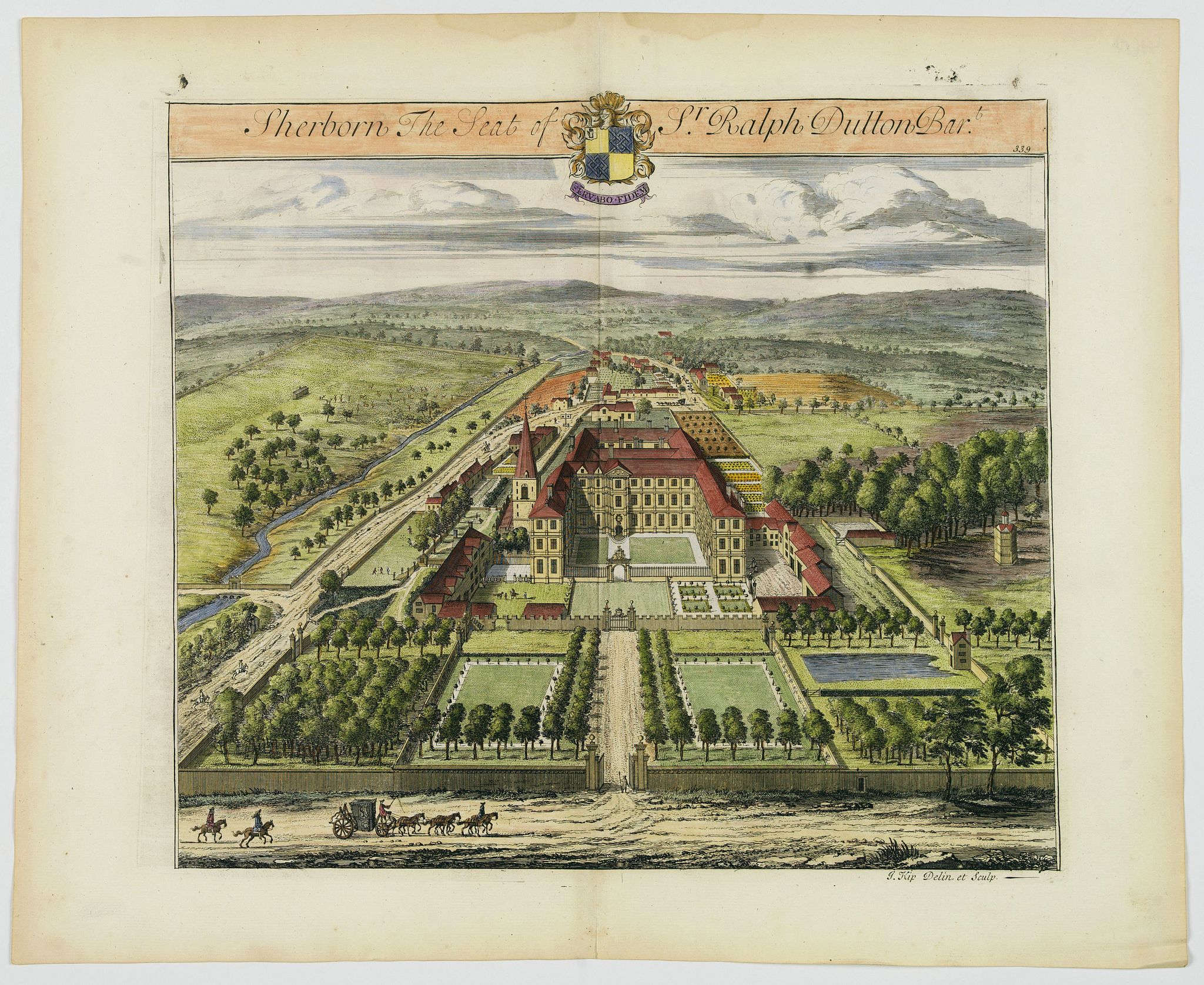 KIP, Johannes., Sherborne, The Seat of Sir Ralph Dutton Bart., antique map, old maps
