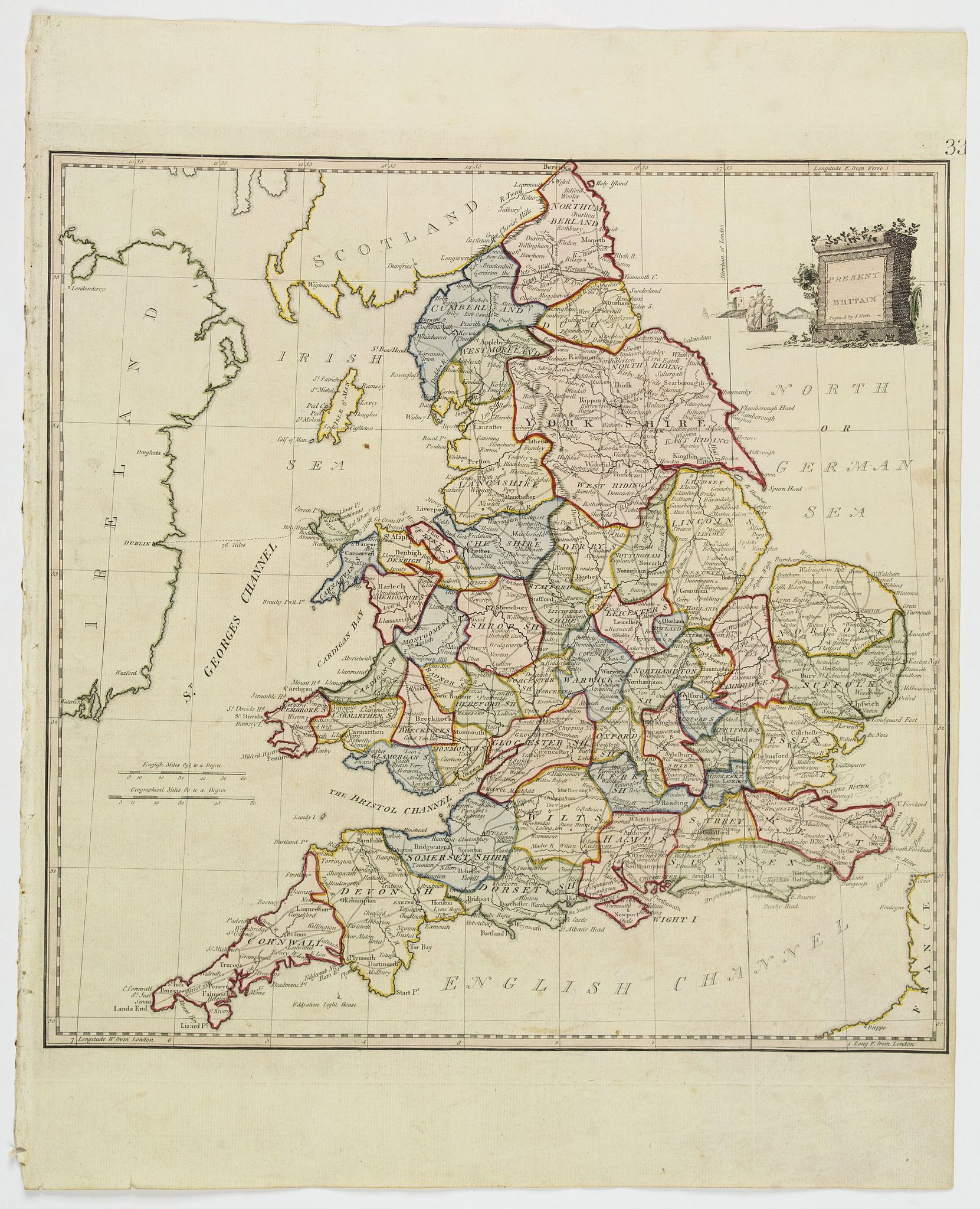 STACKHOUSE, Thomas., Present Britain., antique map, old maps