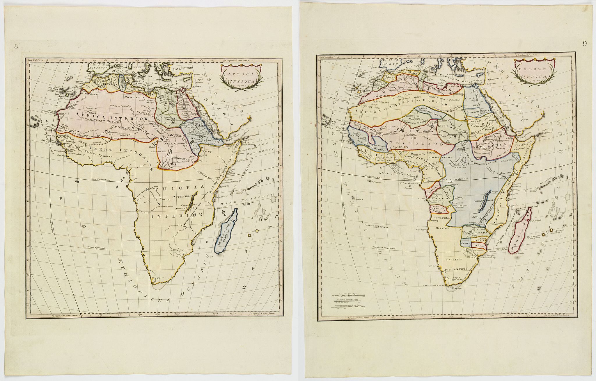 STACKHOUSE, Thomas., Africa Antiqua / Present Africa., antique map, old maps