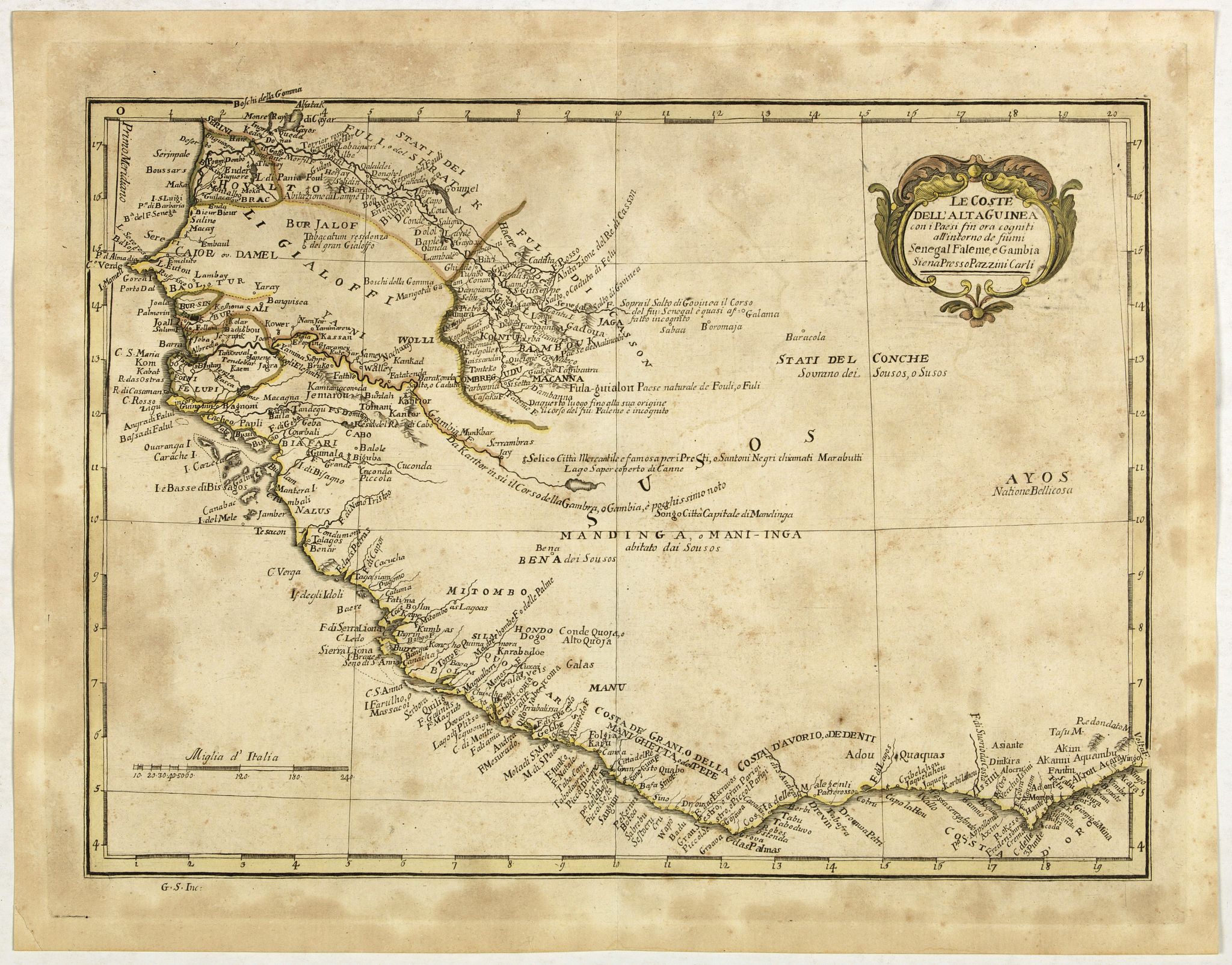 PAZZINI, C., Le Coste Dell' Alta Guinea., antique map, old maps