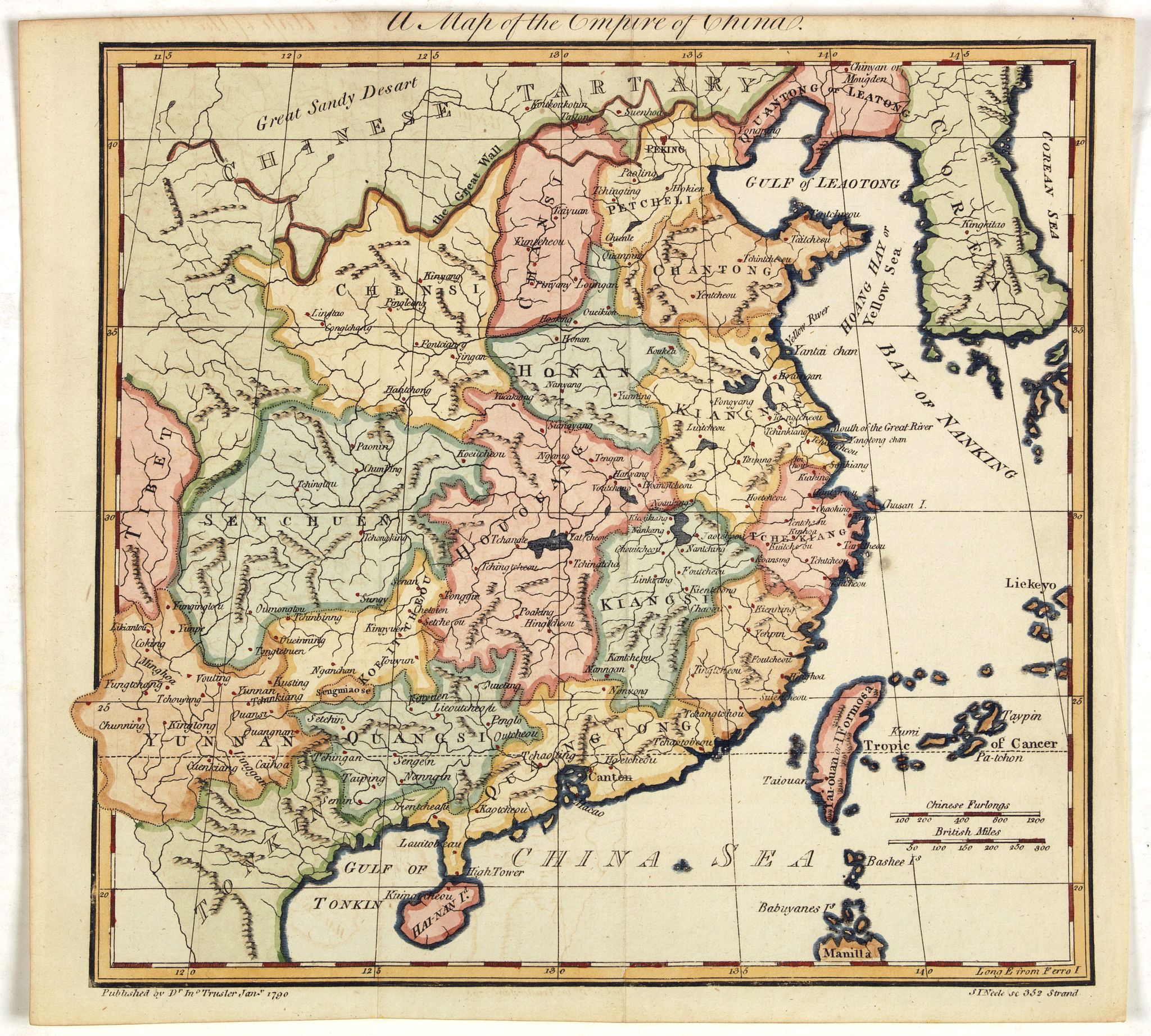 TRUSLER, J., A Map of the Empire of China., antique map, old maps