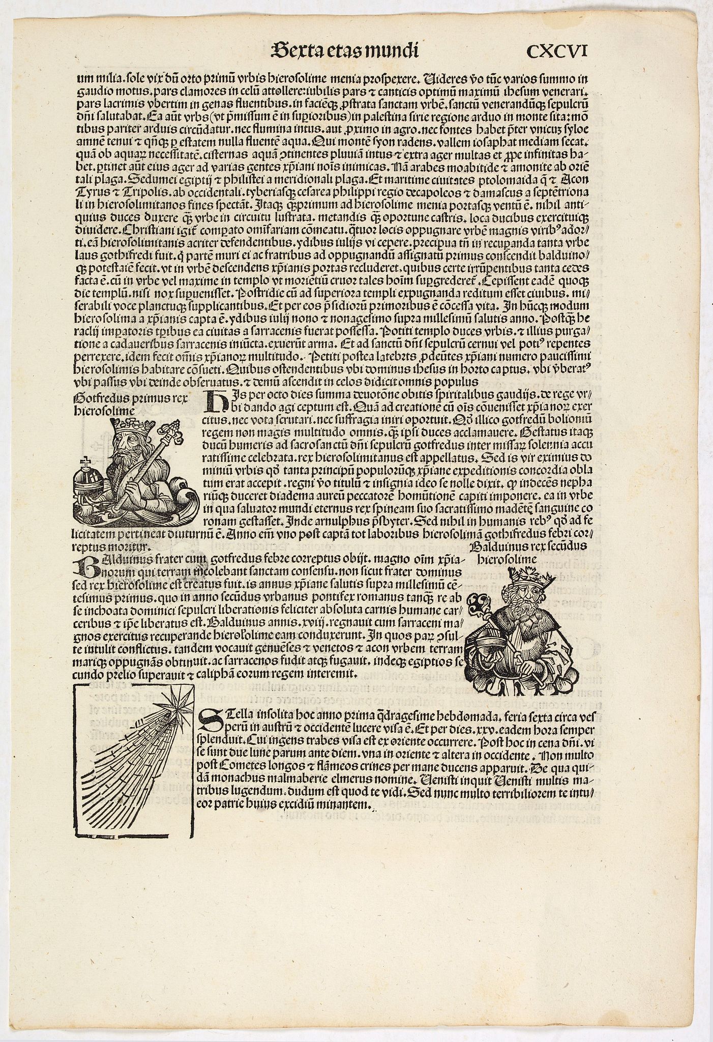 SCHEDEL, H., Sexta Etas Mundi. CXCVI., antique map, old maps