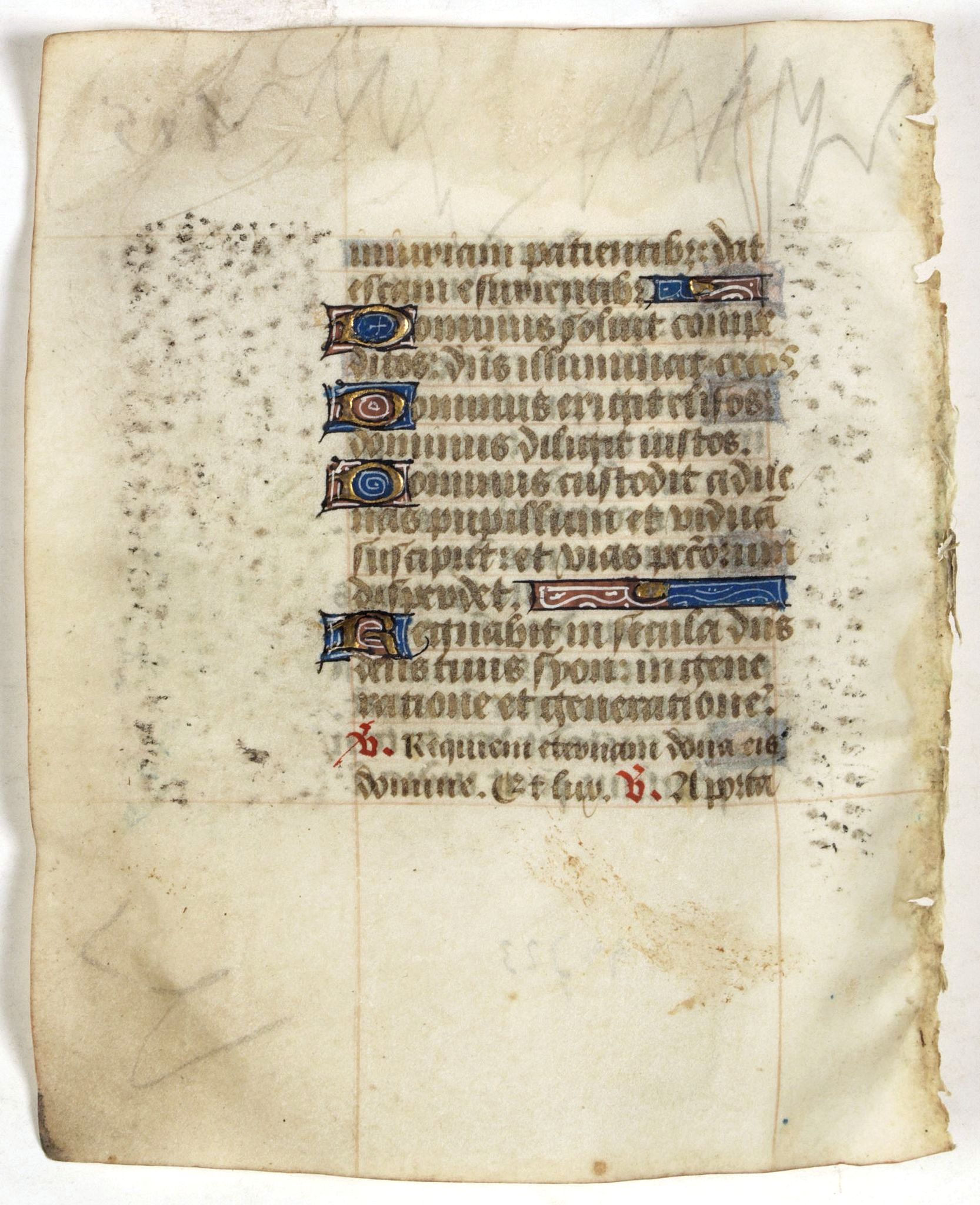 BOOK OF HOURS, Leaf on vellum from a manuscript Book of Hours., antique map, old maps