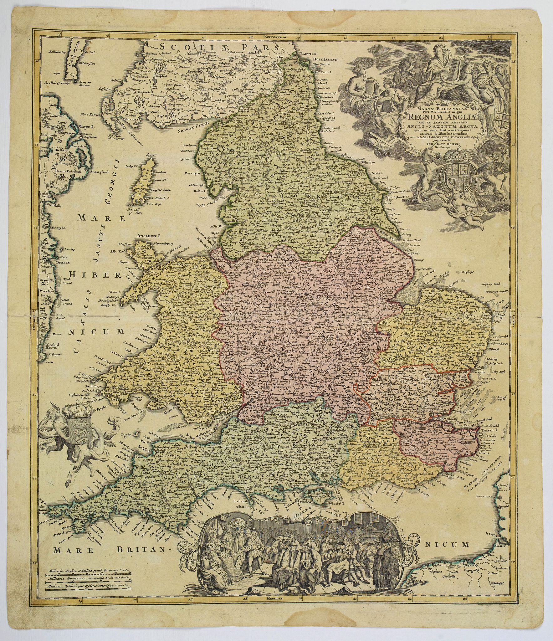 HOMANN, J.B., Magnae Britanniae. . . Regnum Angliae. . ., antique map, old maps
