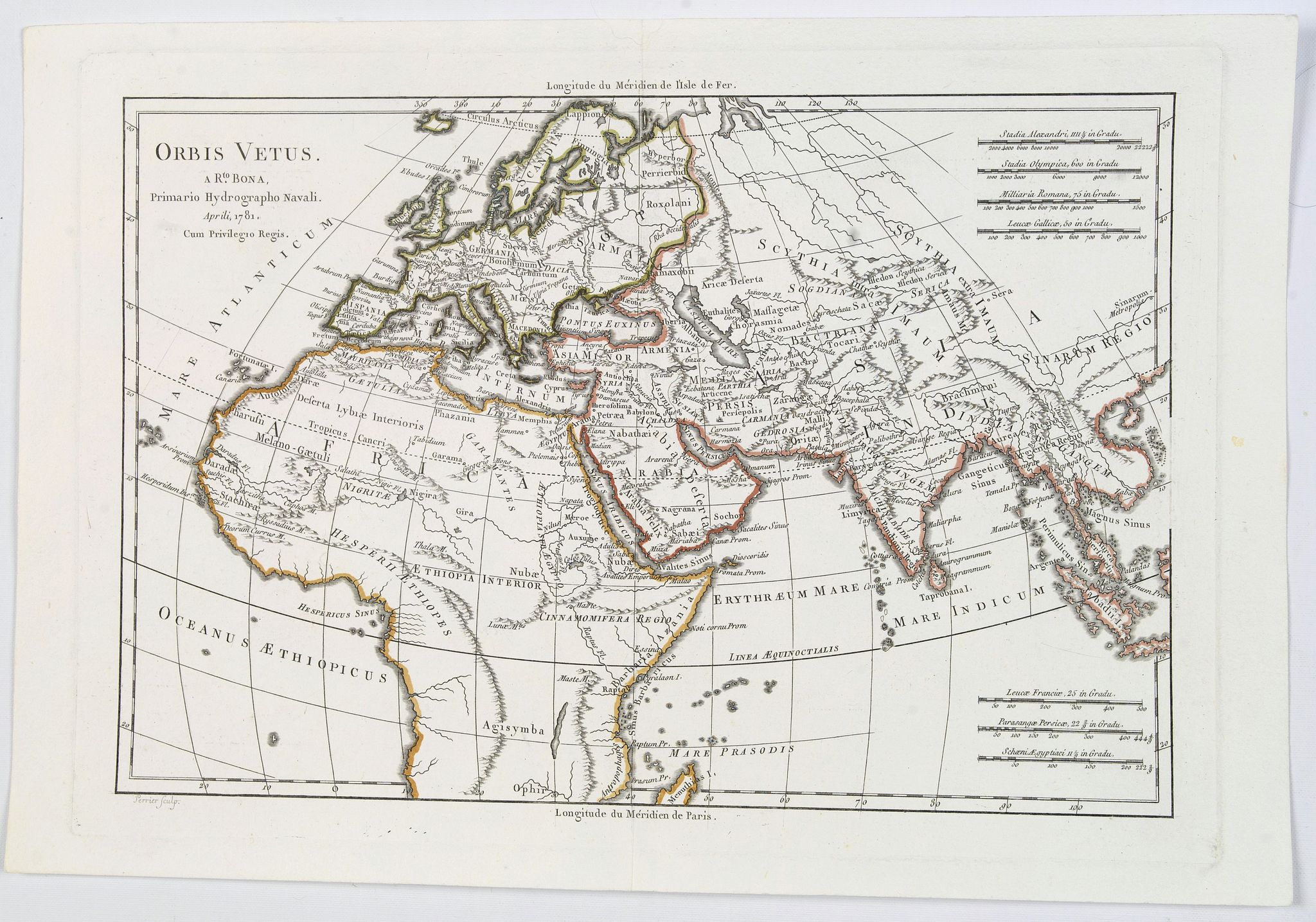 BONNE, R., Orbis Vetus., antique map, old maps