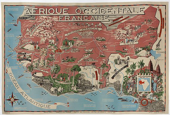 CRASTE, L., Afrique Occidentale Française AOF., antique map, old maps