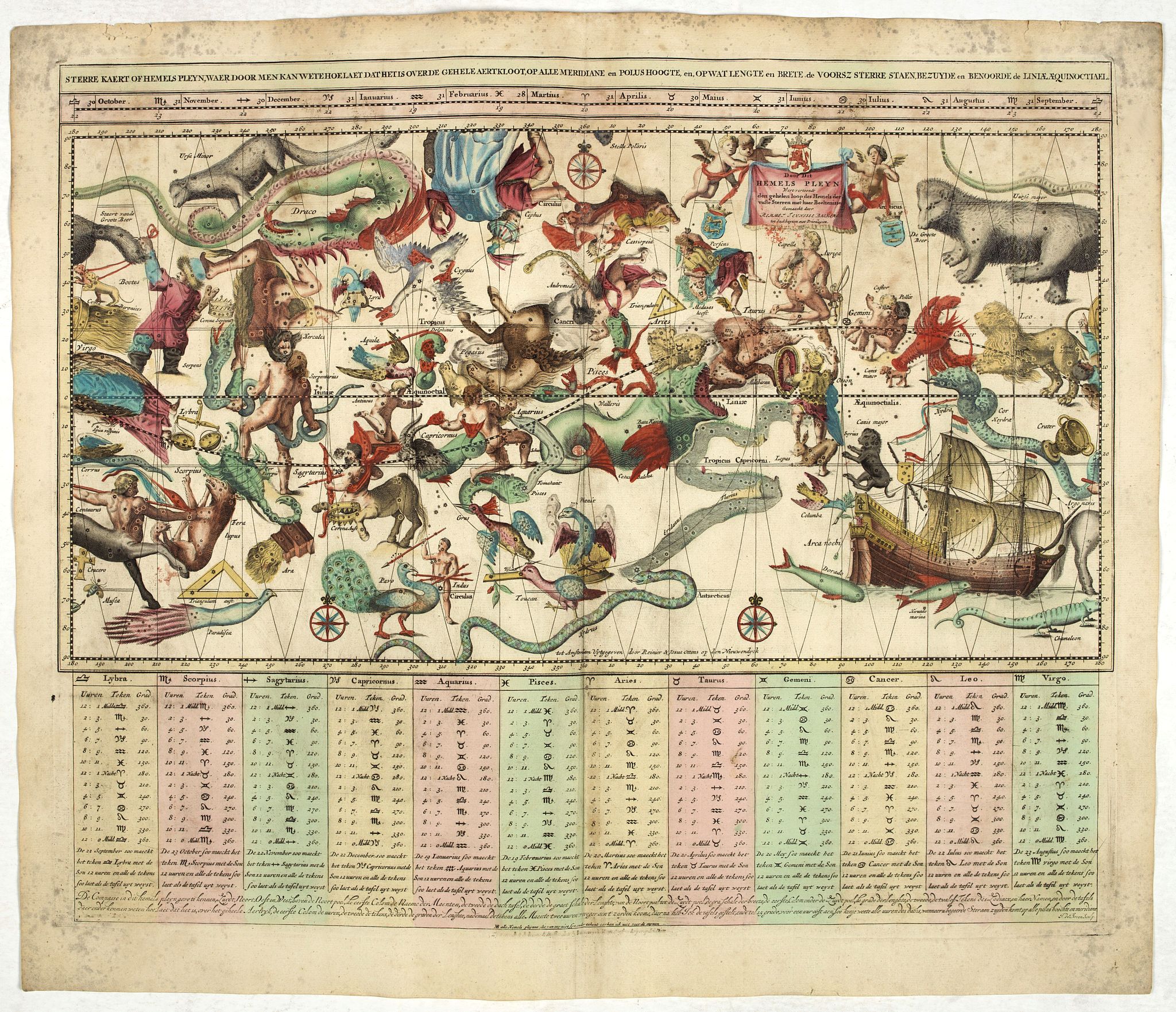 DANCKERTS, C., Sterre Kaert of Hemels Pleyn . . ., antique map, old maps