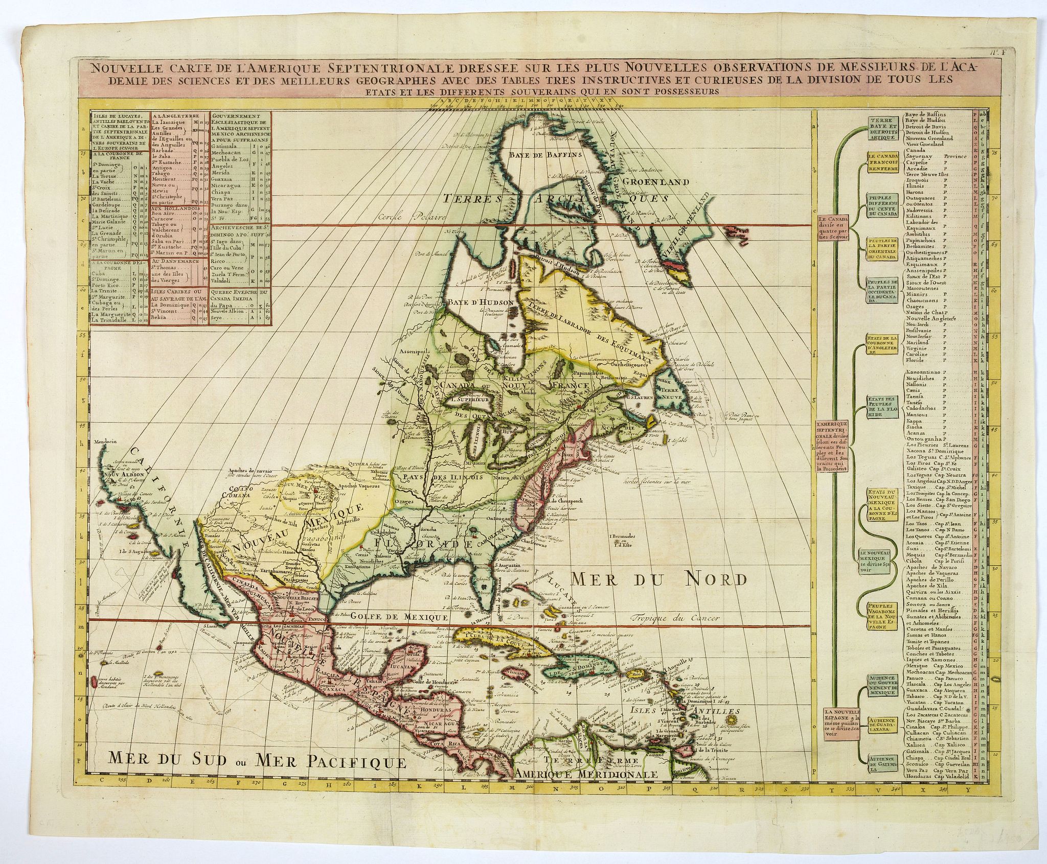 CHATELAIN, H., Nouvelle Carte de l' Amerique Septentrionale Dressee sur les plus Nouvelles Observations de Messieurs de l' Academie. . ., antique map, old maps