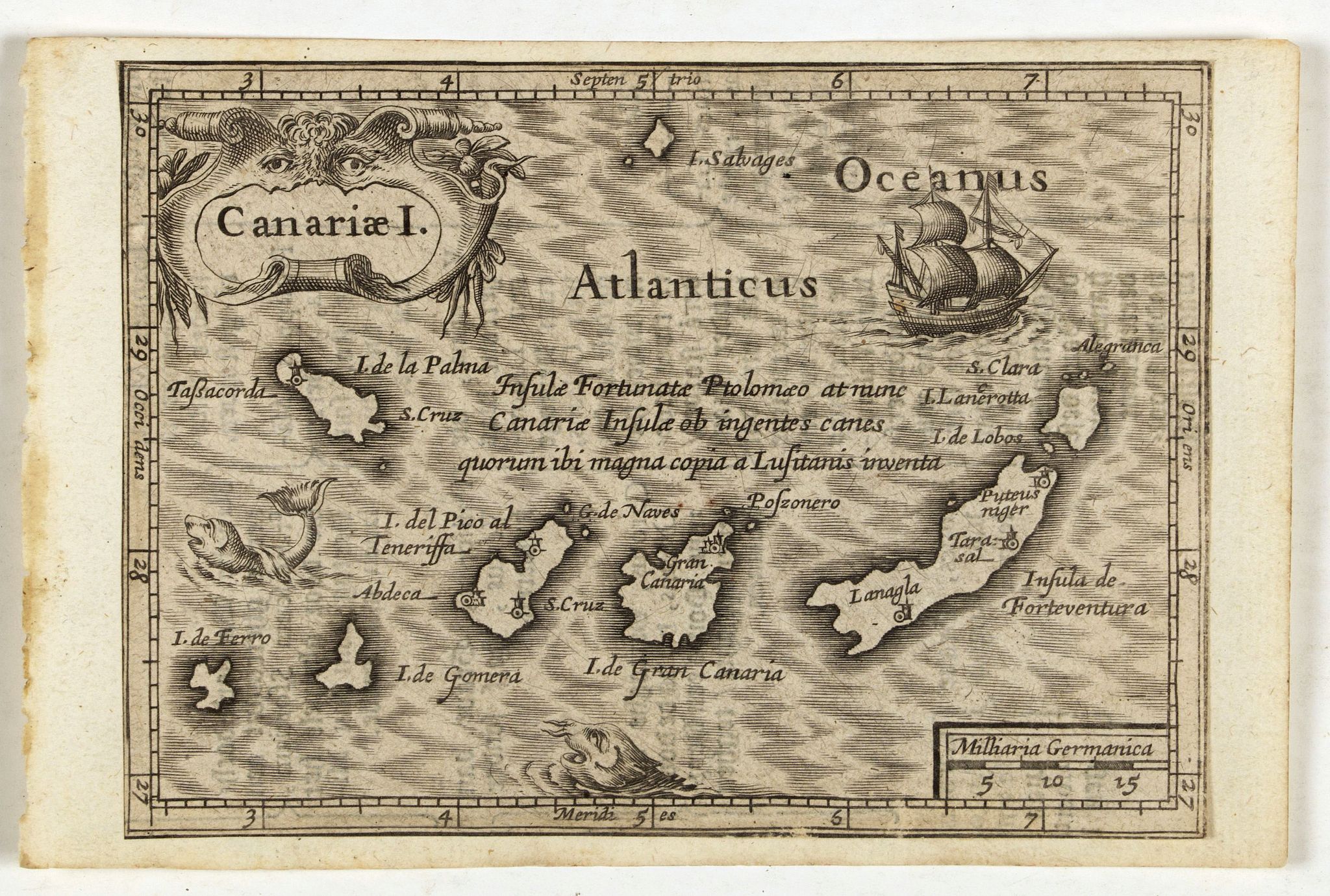 DE CLERCK, N., Canariae I., antique map, old maps