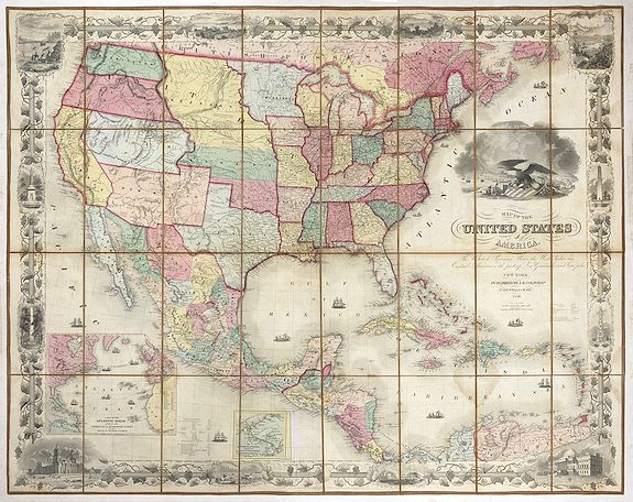COLTON,J.H., United States of America the British Provinces, Mexico..., antique map, old maps