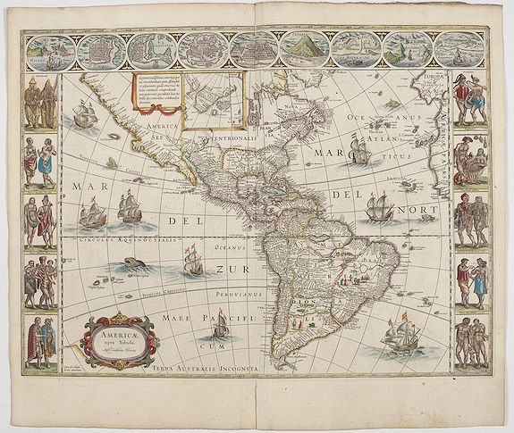 BLAEU, W., Americae Nova Tabula., antique map, old maps
