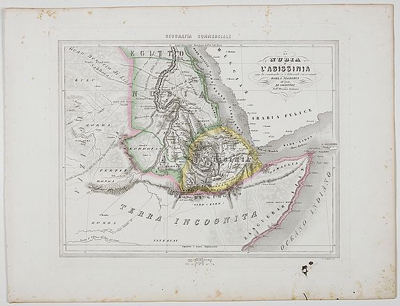 MARMOCCHI, F.C., La Nubia E l'Abissinia . . ., antique map, old maps