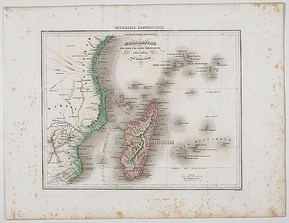 MARMOCCHI, F.C., Madagascar e le Isole E le Coste Circonvicine Dell' Africa nel Mar Delle Indie., antique map, old maps