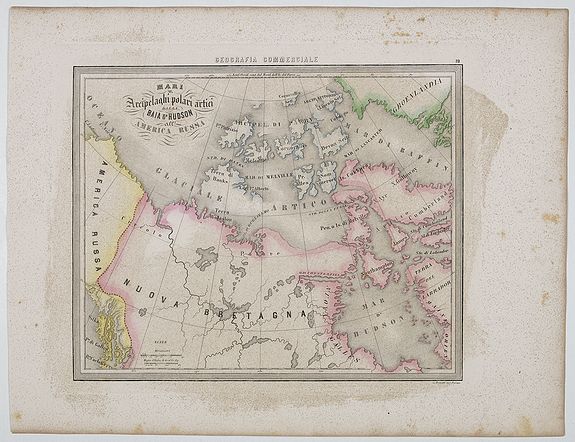 MARMOCCHI, F.C., Mari e Arcipelaghi Polari Artici dalla Baia d'Hudson all' America Russa., antique map, old maps