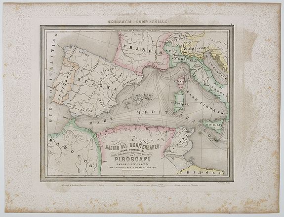 MARMOCCHI, F.C., Bacino del Mediterraneo (Parte occidentale) . . ., antique map, old maps