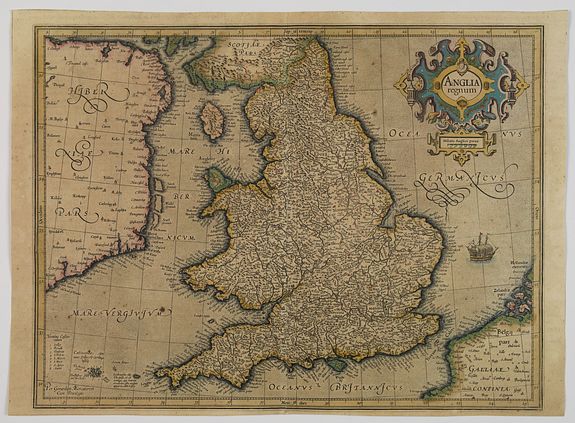 MERCATOR, G., Anglia regnum., antique map, old maps
