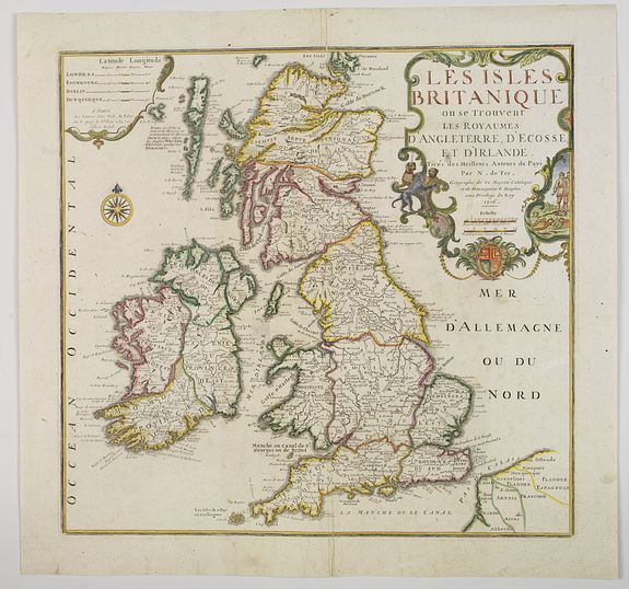 DE FER, Nicolas., Les Isles Britanniques ou se trouvent Les Royaumes d'Angleterre, d'Ecosse et d'Irlande. . ., antique map, old maps