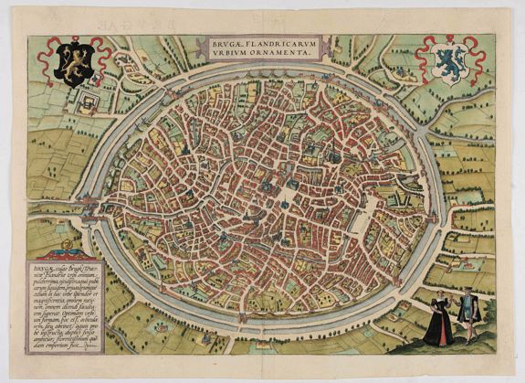 BRAUN,G. / HOGENBERG, F., Brugae, Flandricarum urbium ornamenta., antique map, old maps
