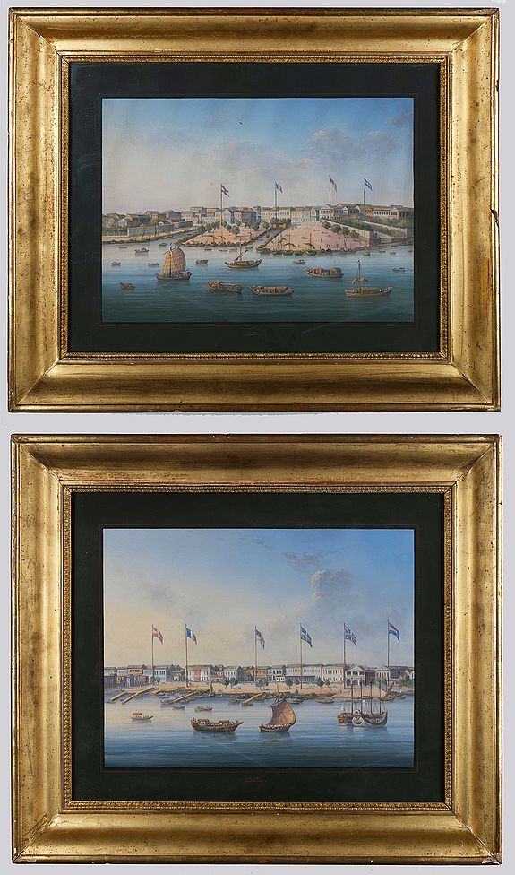ANONYMOUS., Canton. (Two gouaches)., antique map, old maps