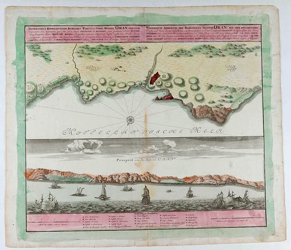 HOMANN HEIRS., Warhaffte Abbildung der Barbarischen Vesstung Oran. . ., antique map, old maps
