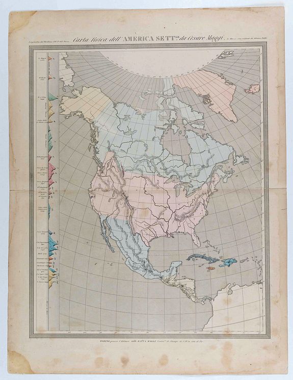 MAGGI, C., Carta fisica dell' America Sett.le da Cesare Maggi ., antique map, old maps