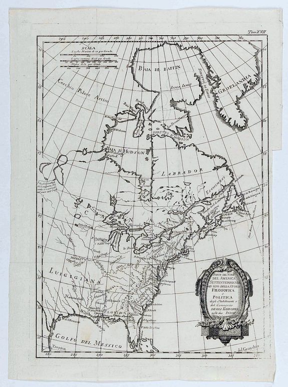 RAYNAL, G.-Th., Parte del Nord del America Settentrionale ad uso della storia filosofica e politica degli Stabilimenti e del Commercio degli Europei nelle due Indie., antique map, old maps