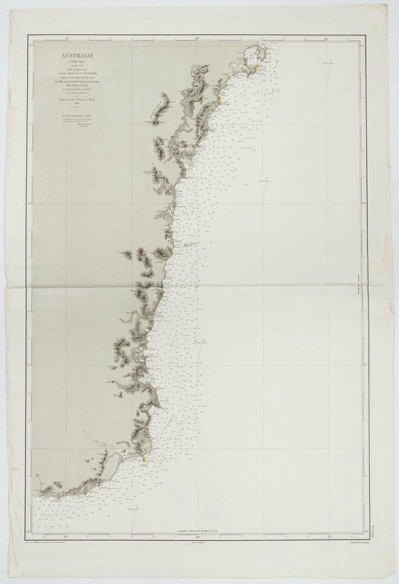 DEPOT DES CARTES ET PLANS DE LA MARINE, Australie (Côte Est) Feuille N°10 Partie comprise entre La Baie Jervis et le Cap Everard . . ., antique map, old maps