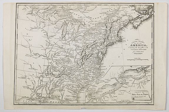 BAINES, Edward., United States of America, Exhibiting the Seat of War on the Canadian Frontier from 1812 to 1815., antique map, old maps