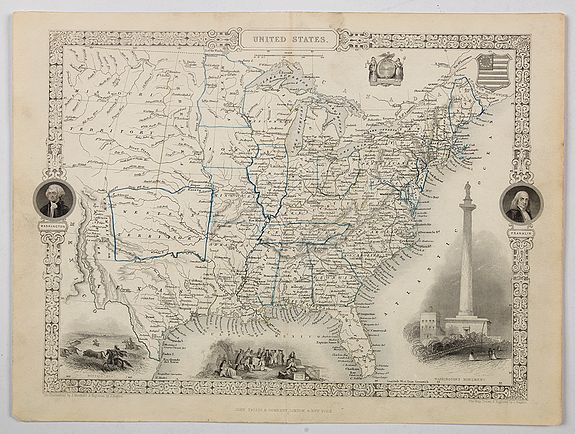 TALLIS, John., United States., antique map, old maps