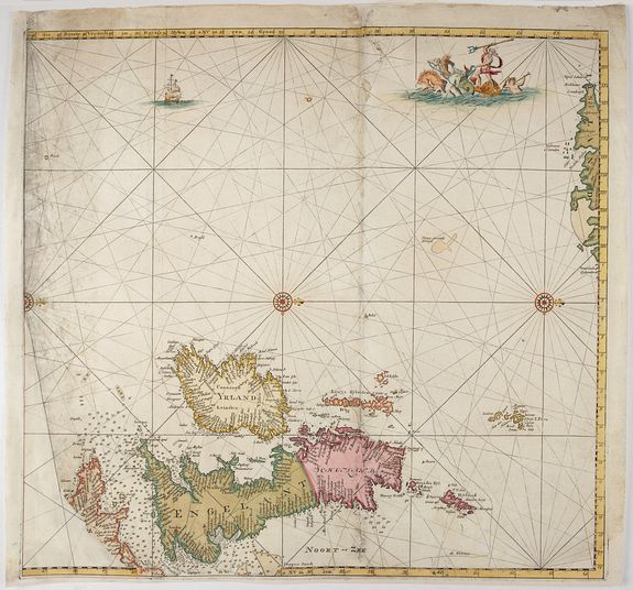 VAN KEULEN, G., (Sea chart of the North Sea with England, Scotland, Ireland and the south coast of Iceland), antique map, old maps