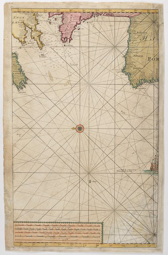 VAN KEULEN, G., (Untitled sea chart of the North Sea with parts of the coasts of England, France, Ireland and Portugal.), antique map, old maps