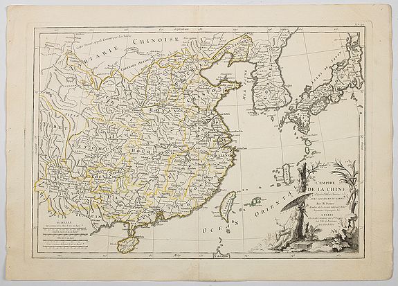 LATTRE / BONNE., L'Empire de la Chine d'apres l'Atlas Chinois avec Les Isles du Japon . . ., antique map, old maps