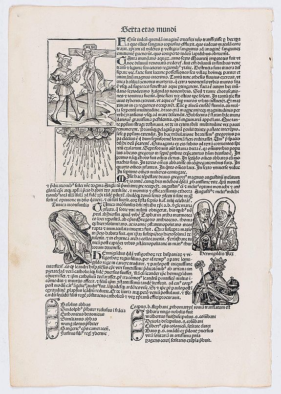 SCHEDEL, H., Sexta etas mundi - Folio CXLIX ( Execution of Jesus Christ), antique map, old maps