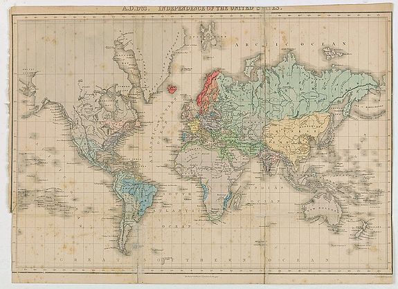 QUIN, E., A.D. 1783. Independance of The United states., antique map, old maps