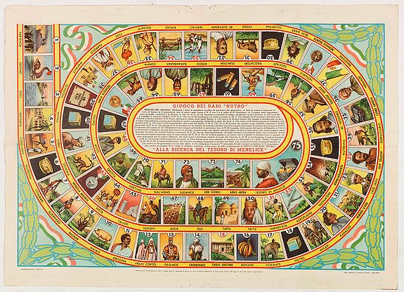 CIOMPI, L., Giuoco dei dadi Nutro. Alla ricerca del tersoro di menelick, antique map, old maps
