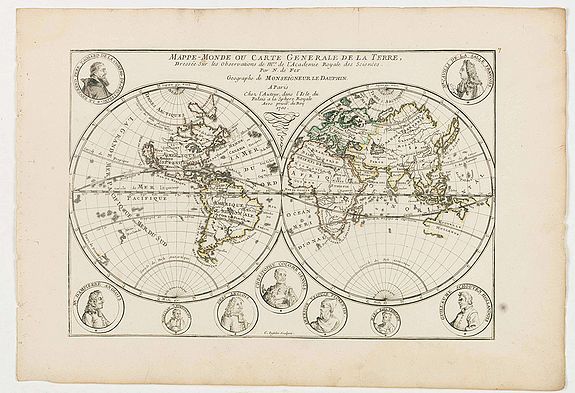 DE FER, N., Mappe-Monde ou carte generale de la terre., antique map, old maps