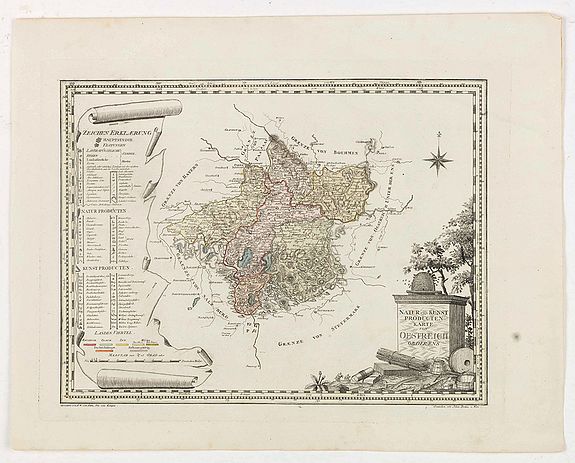BERKEN, J., Natur und Kunst Producten karte von Oestreich Obderens., antique map, old maps