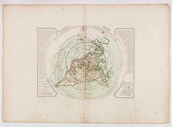DE L'ISLE / DEZAUCHE, Planisphere Physique ou l'on du Pole Septentrional., antique map, old maps