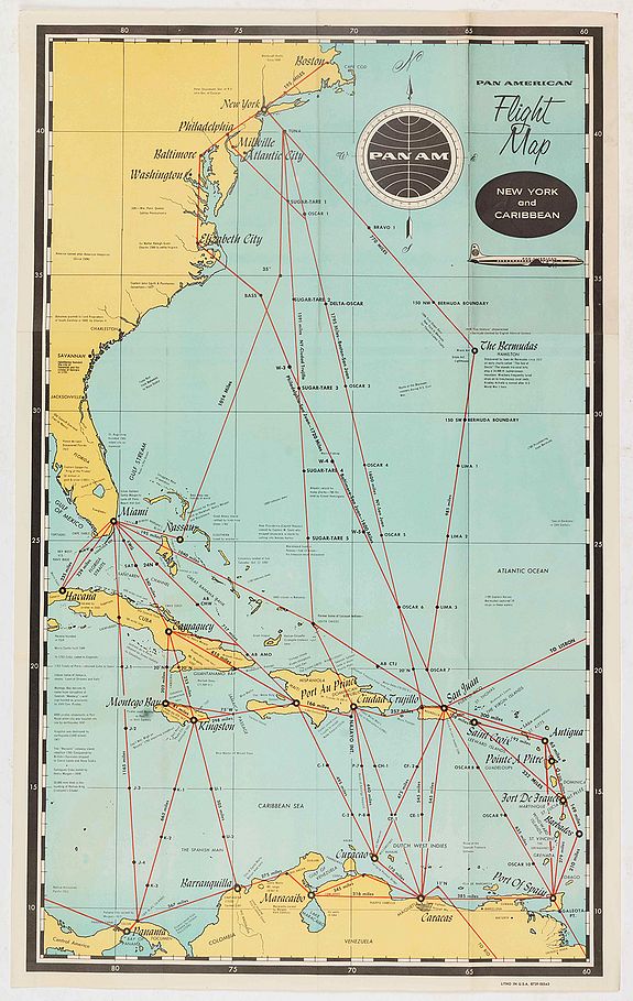 PAN AMERICAN, Pan American Flight Map - Mexico & Central America., antique map, old maps
